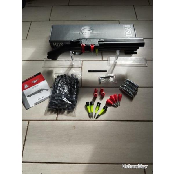 Pack  Fusil T4E HDS 68 de dfense + balle caoutchouc + laser vert + lampe + flechettes calibre .68