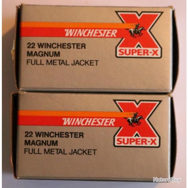 100 (2x50) cartouches .22 WMR (.22 MAGNUM) WINCHESTER "SUPER X" FMJ