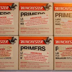 600 (6x100) amorces WINCHESTER "LARGE RIFLE" STANDARD/MAGNUM