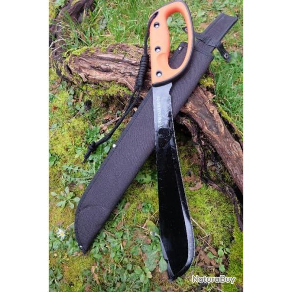 Sabre Kukkri Russe Lame Acier 3Cr13 Manche Abs Orange Etui Nylon Machette Tactical Grosse Garde