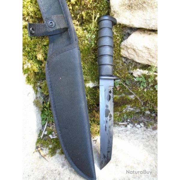 Couteau Tactical Style Ka-bar Marines Combat Fighting Lame Tanto Acier 3Cr13 Manche Abs Etui Nylon01