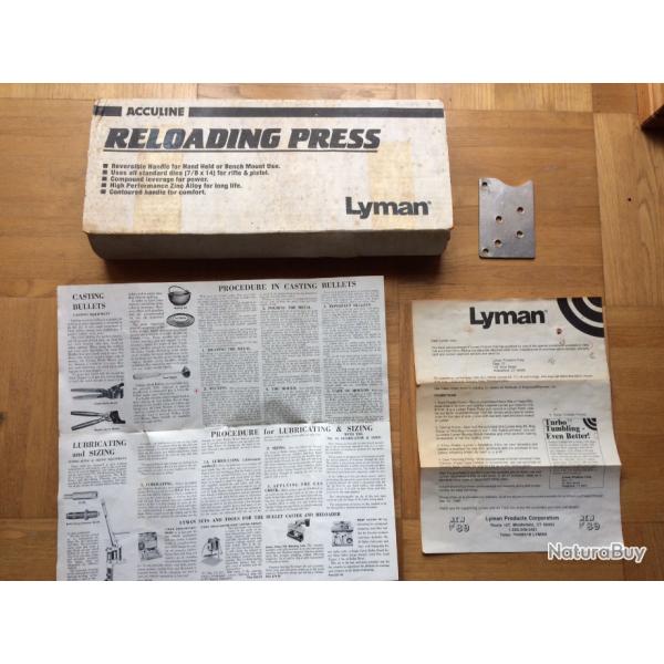 Boite d'origine pour presse Lyman Acculine avec doc .