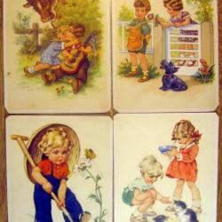 Cartes postales lot de 24 ancienne Allemande - illustré pour enfants, enfance heureuse 1930-40's