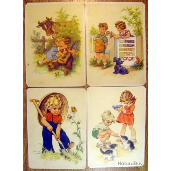 Cartes postales lot de 24 ancienne Allemande - illustr pour enfants, enfance heureuse 1930-40's