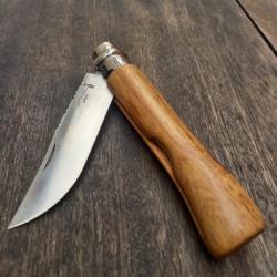 Unique Couteau OPINEL N9 Inox CUSTOM  Manche en Bois de Chêne