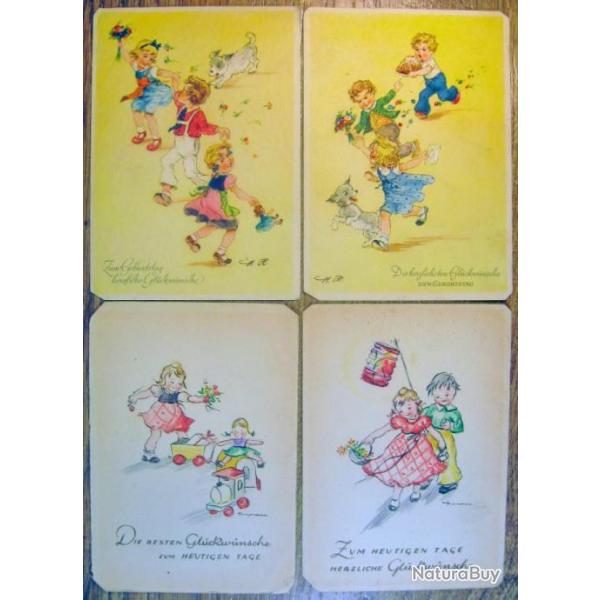 Cartes postales lot de 24 ancienne Germany - illustr pour enfants 1930-40's