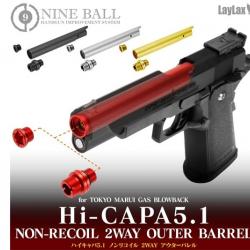 Outer Barrel 2 Way Non-recoil Black pour Hi-capa 5.1 Marui Nine Ball