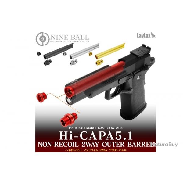 Outer Barrel 2 Way Non-recoil Black pour Hi-capa 5.1 Marui Nine Ball