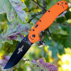 ON8871OR Couteau Ontario RAT IA Orange Semi Automatique A/O G10 Lame Acier AUS-8 Linerlock Clip