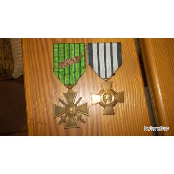croix de guerre 39/40 vichy et croix du combattant 1939/1940 vichy