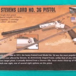 Fiche pistolet  "STEVENS" 22 rimfire plastifiée