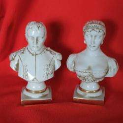 Bustes de Napoléon et Impératrice Joséphine en porcelaine de Limoge