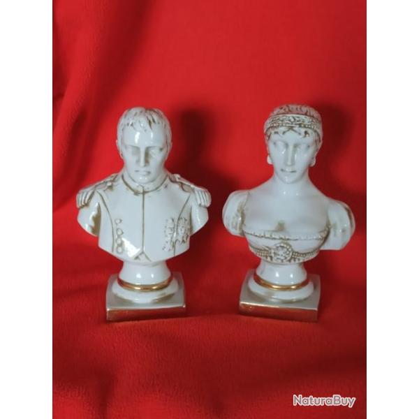 Bustes de Napolon et Impratrice Josphine en porcelaine de Limoge