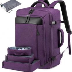 Sac à Dos de Voyage Grande Capacité Bagage Extensible Multifonctionnel Etanche 40l Violet