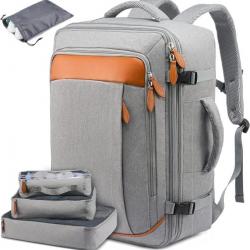 Sac à Dos de Voyage Grande Capacité Bagage Extensible Multifonctionnel Etanche 40l Gris / Marron