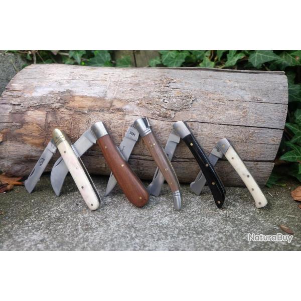 LOT DE 5 Couteau Grand-Pre Lame Acier Inox Manche Os/Bois/Corne Fabr Artisanale Cran Forc