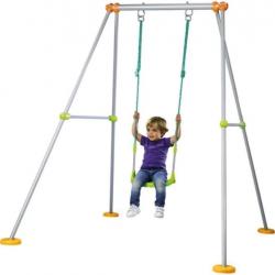 SMOBY 2 en 1 Enfant Portique en Métal Jeu de Plein Air Jardin - Siège Evolutif 1-180 cm