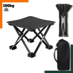 Tabouret pliant - Polyvalent -150kg - Avec sac - Noir