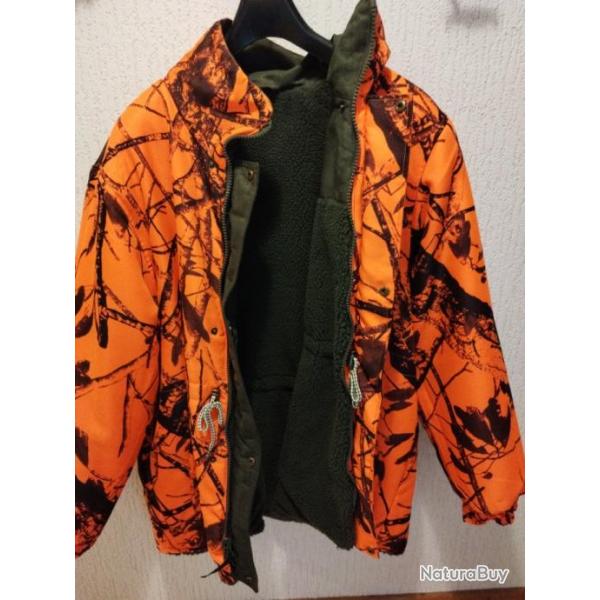 Manteau de chasse hivers camouflage orange