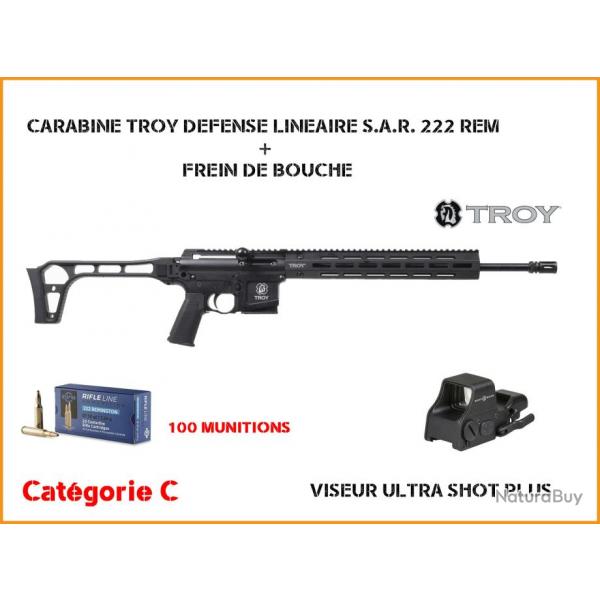 Pack CARABINE TROY DEFENSE LINEAIRE S.P.R. 222 REM + FREIN DE BOUCHE 