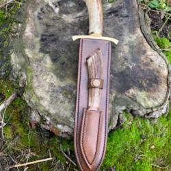 ensemble dague et couteau de chasse artisanal / ronce de noyer