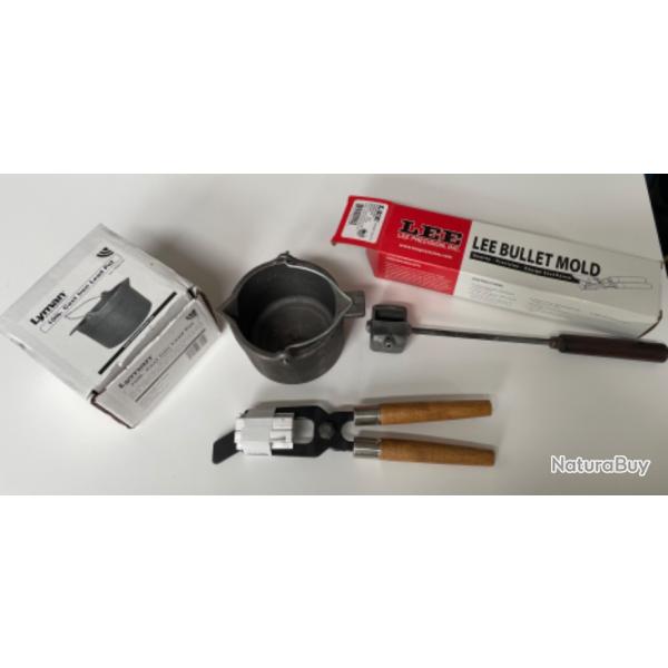 Kit complet 3 lments Moule lee LH 454 RH , creuset Lyman et louche  plomb lyman