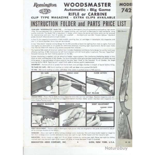 notice 5 pages REMINGTON 742 WOODMASTER (envoi par mail) - VENDU PAR JEPERCUTE (m2158)