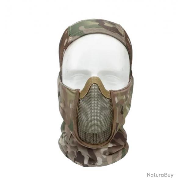 Masque Tactique de Protection en Maille d'Acier pour Airsoft et Paintball - Lger et Respirant Camo