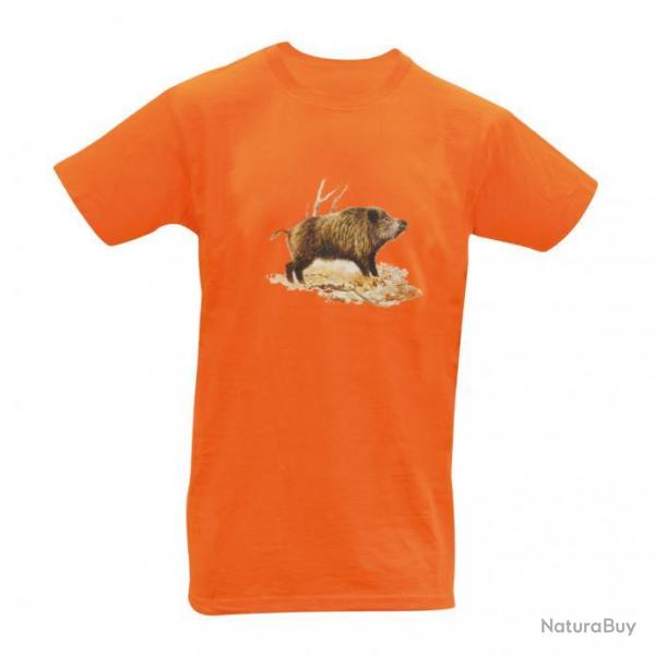 PROMO Tee-Shirt Orange Sanglier Taille 5XL (Taille 8)