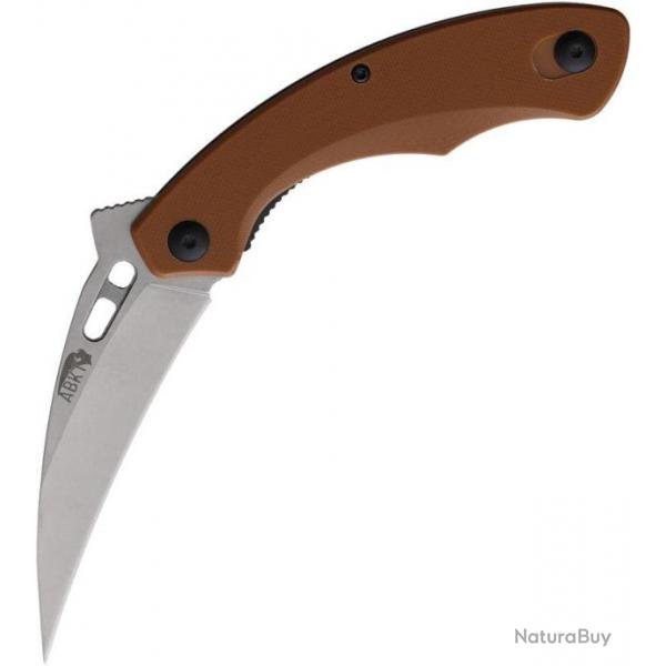 Couteau ABKT Tac Karambit Tan Manche G10 Lame Acier Inox Linerlock Clip AB1048T