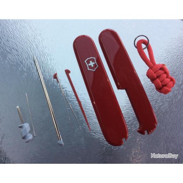 Neuf Ctes / Plaquettes Rouge - Original Swiss Victorinox 91mm + Accessoires multiples