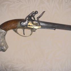 Pistolet de cavalerie modèle 1777 modifié civilement crosse tête de lion