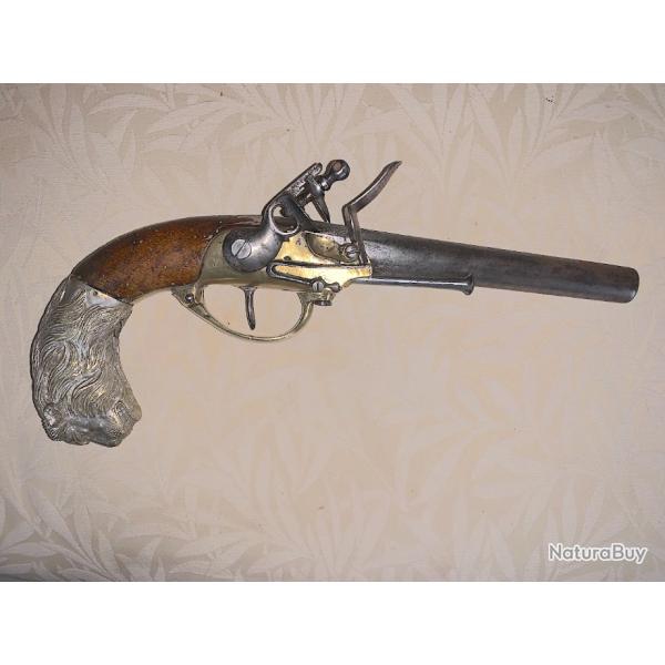 Pistolet de cavalerie modle 1777 modifi civilement crosse tte de lion