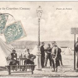 CPA MILITARIA  -  CAMP DE LA COURTINE  -  POSTE DE POLICE