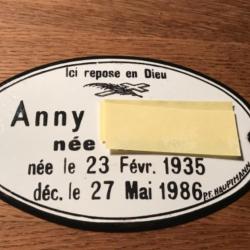 vintage ANCIENNE PLAQUE ovale EMAILLEE p.f.hauptmann RELIGION ici repose en PAIX eglise CHRETIEN