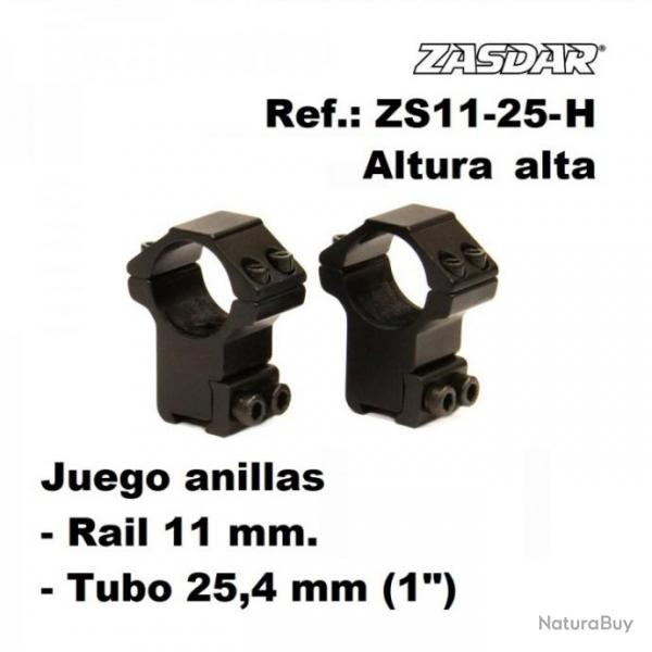 Anneaux Zasdar Haute Hauteur 25 mm / rail 9 - 11 mm