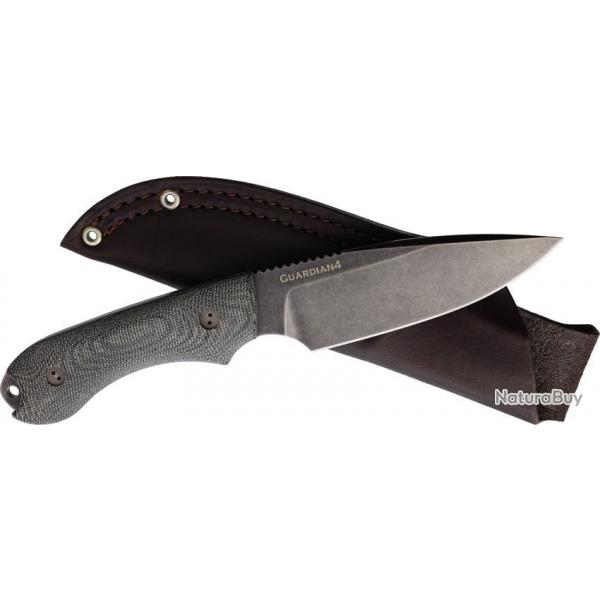 Couteau Bradford Knives Guardian 4 3D Black Manche Micarta Lame Acier N690 Etui Cuir USA BRAD4FE101N