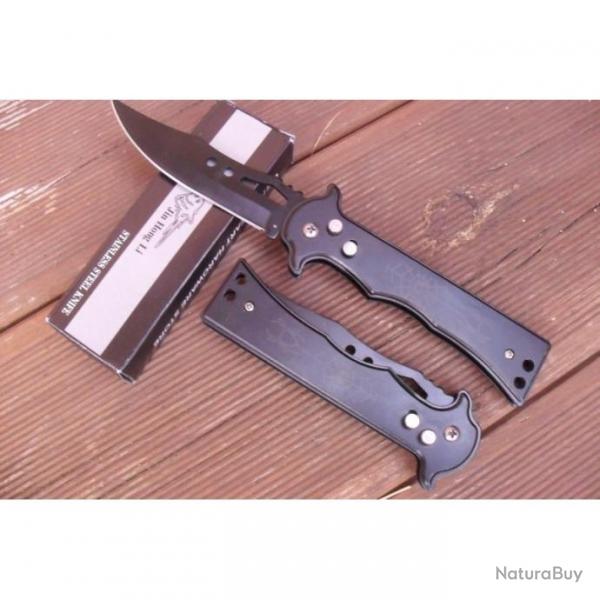 Couteau Automatique Lame Acier 9 Cm Manche Rsine 12 Cm Grav Araigne Chasse Pche Bivouac