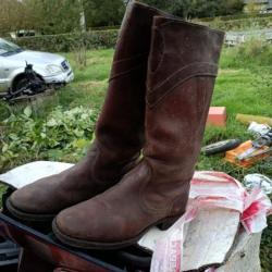 Bottes militaires cuir marron