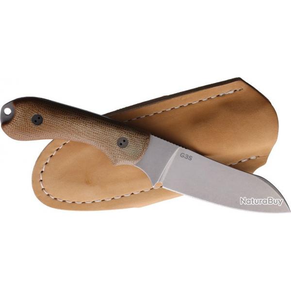 Couteau Bradford Guardian 3 Natural Manche Micarta Lame Sheepsfoot N690 Etui Cuir USA BRAD3SF104