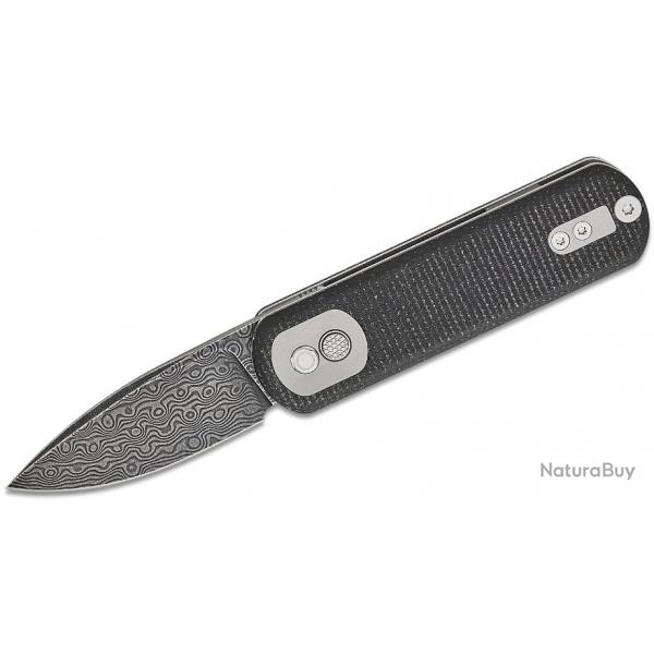 Couteau Vosteed Corgi Pup Damas Lame Drop Point Manche Micarta IKBS Trek Lock Clip VOSA0722