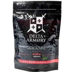 Airsoft - Bille bio 0.25g en sachet de 1000 billes | Delta armory (0000 4864)