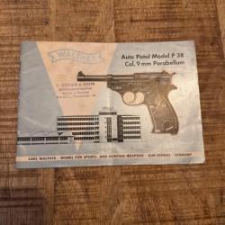 Notice pistolet P 38 Walther