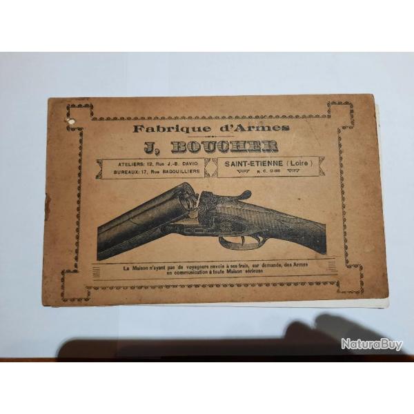 Trs ancien catalogue fabrique d'armes J BOUCHER L Berthon Saint Etienne