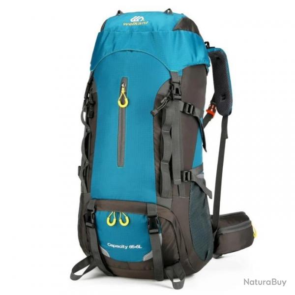 Sac  Dos de Camping Etanche de Grande Capacit Voyage Randonne Plein Air Trekking 70L Bleu