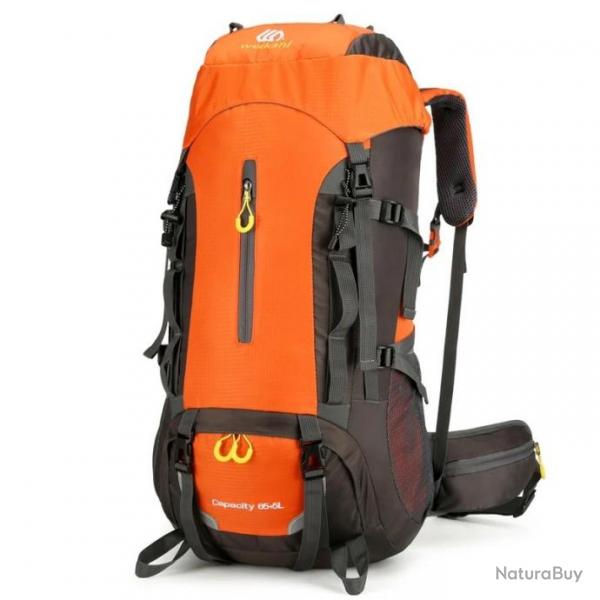 Sac  Dos de Camping Etanche de Grande Capacit Voyage Randonne Plein Air Trekking 70L Orange