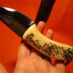 COUTEAU ARTISANAL forgé CLAW SKINNER ATELIER DE L'OURS NOIR chasse camping rando bois de cerf