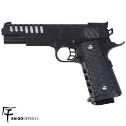 Pistolet airsoft SAIGO DEFENSE modèle Hi-Capa, propulsion ressort, 0,2J , noir