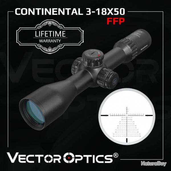 Vector Optics Continental 3-18X50 FPP SCFF-43 Paiement en 3 ou 4 fois - LIVRAISON GRATUITE !!