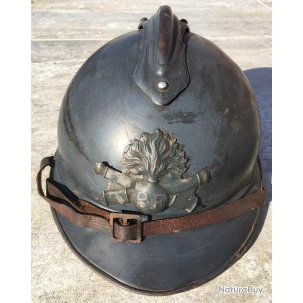 Casque artillerie  cheval 1 er model coque et int  14 18 ww 1